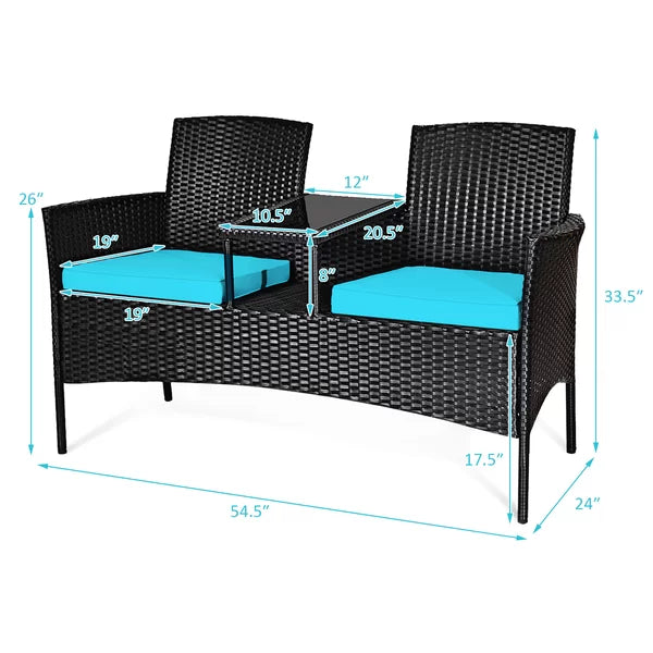 Baller 54.5'' Wide Outdoor Wicker Loveseat with Cushions