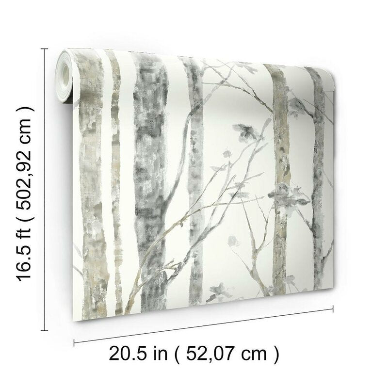 Ballywillin Birch Tree Peel and Stick 16.5' x 20.5" Wallpaper Roll ts165