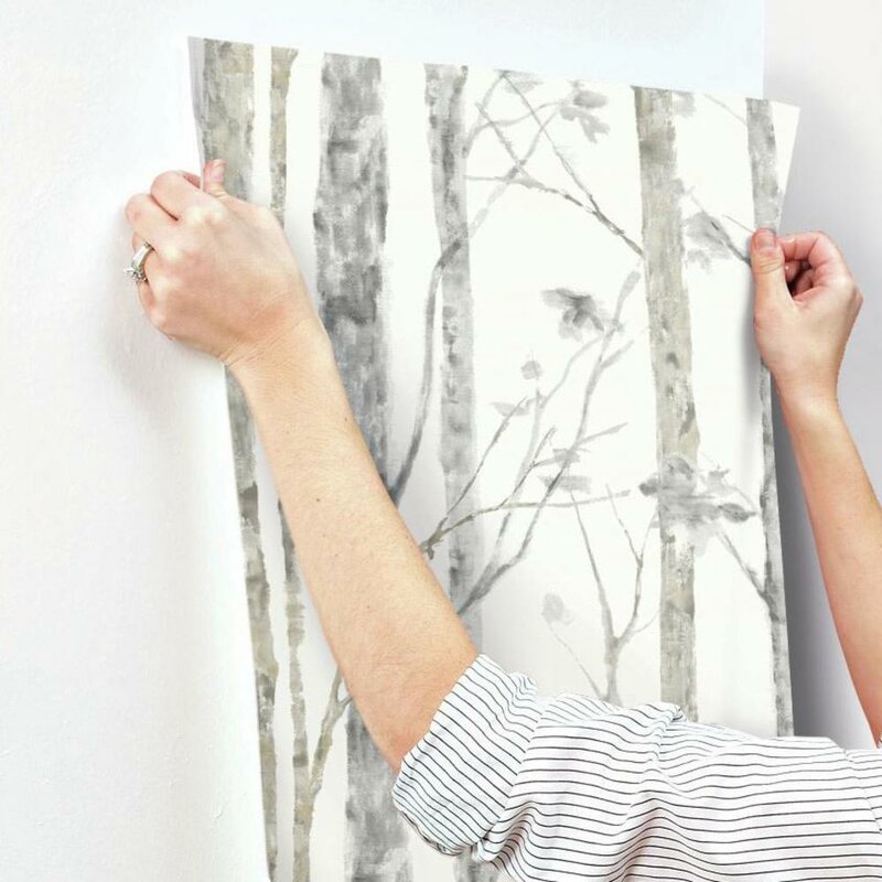 Ballywillin Birch Tree Peel and Stick 16.5' x 20.5" Wallpaper Roll ts165