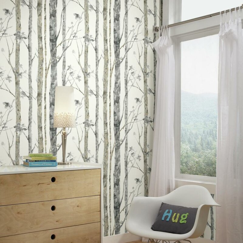 Ballywillin Birch Tree Peel and Stick 16.5' x 20.5" Wallpaper Roll ts165