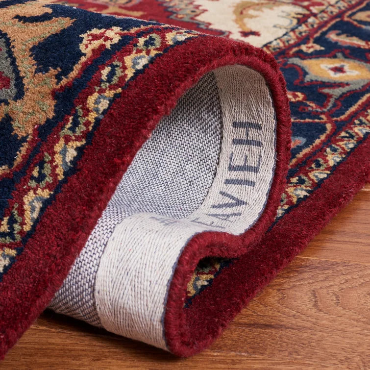 Balthrop Oriental Handmade Tufted Wool Area Rug in Red, Rectangle 3' x 5'