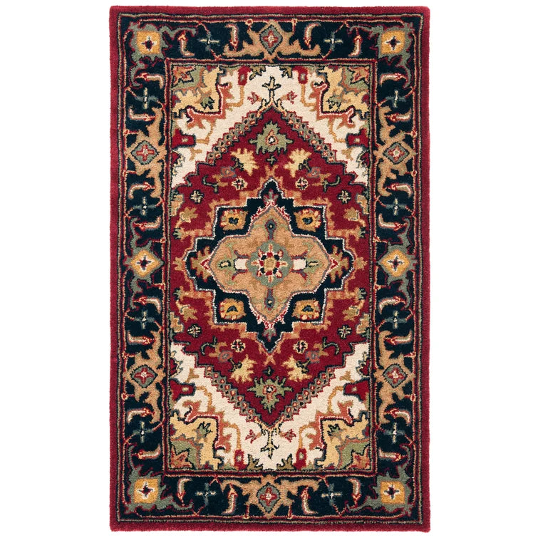 Balthrop Oriental Handmade Tufted Wool Area Rug in Red, Rectangle 3' x 5'