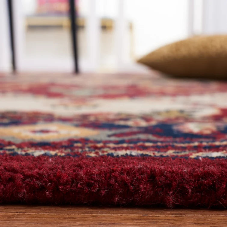 Balthrop Oriental Handmade Tufted Wool Area Rug in Red, Rectangle 3' x 5'