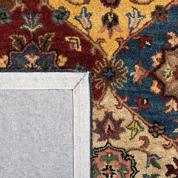 Balthrop Oriental Handmade Tufted Wool Area Rug in Red/Blue/Cream rectangle 2'3"X4'