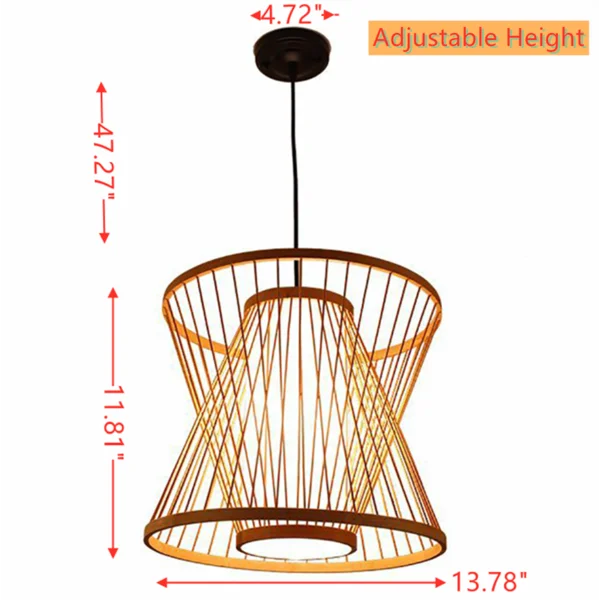 Bamboo Chandelier Wicker Rattan Shade Pendant Light Fixture