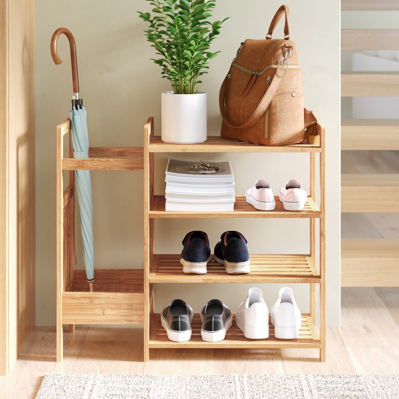Bamboo Entryway 8 Pair Shoe Rack CA544