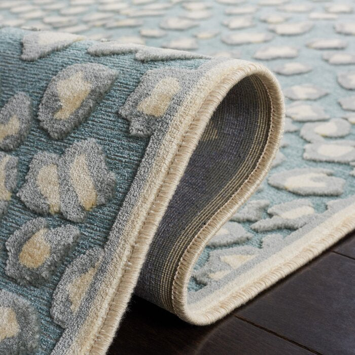 Banerjee Viscose Cream / Spruce Rug, Rectangle 2'7" x 4'