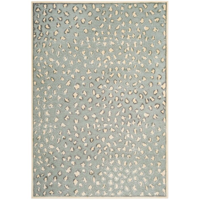 Banerjee Viscose Cream / Spruce Rug, Rectangle 2'7" x 4'