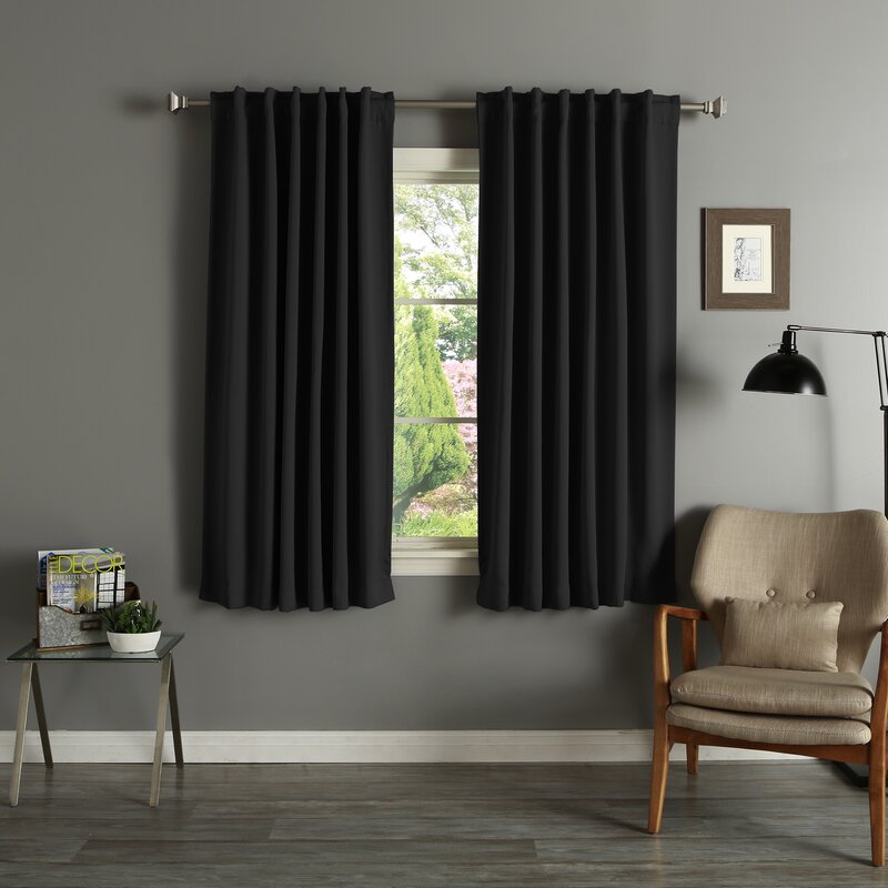 52" W x 96" L Bantam Solid Blackout Thermal Rod Pocket Curtain Panels (Set of 2)