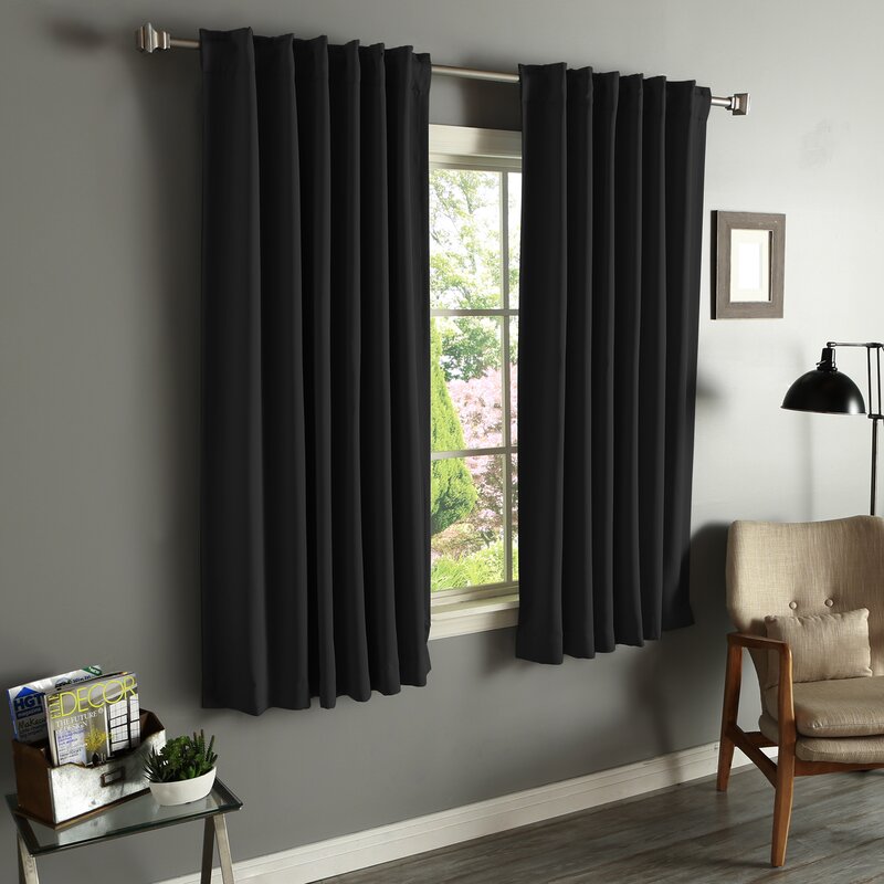 52" W x 96" L Bantam Solid Blackout Thermal Rod Pocket Curtain Panels (Set of 2)