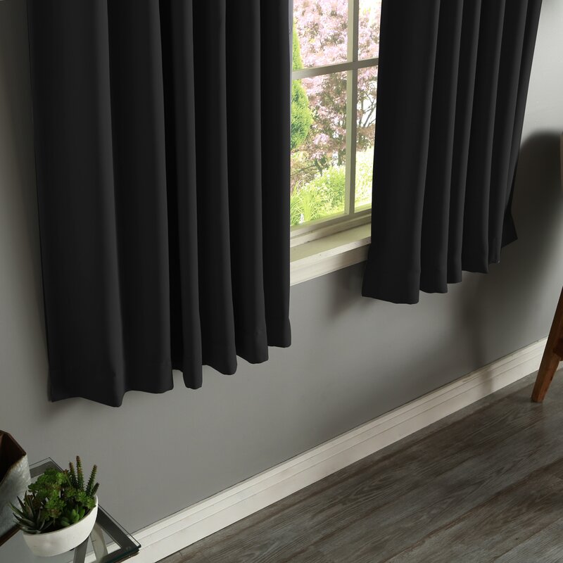 52" W x 96" L Bantam Solid Blackout Thermal Rod Pocket Curtain Panels (Set of 2)
