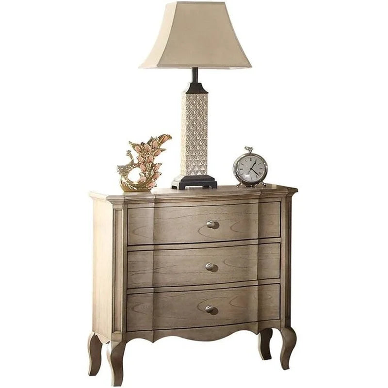 Barbieri 30'' Tall 3 - Drawer Solid Wood Nightstand in Antique Taupe