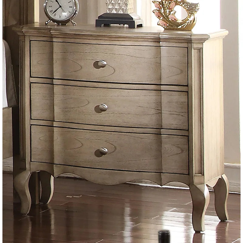 Barbieri 30'' Tall 3 - Drawer Solid Wood Nightstand in Antique Taupe