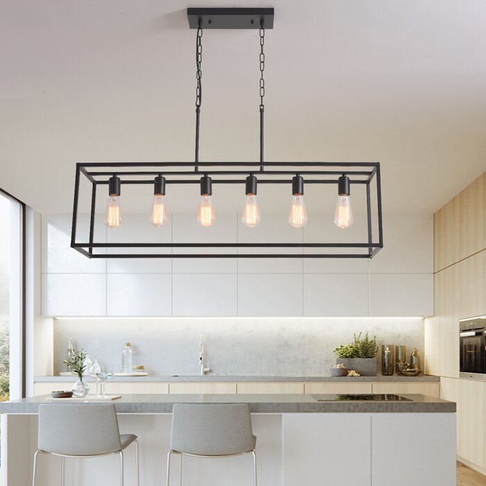Barineau 6 Light Dimmable Kitchen Island Square / Rectangle Chandelier