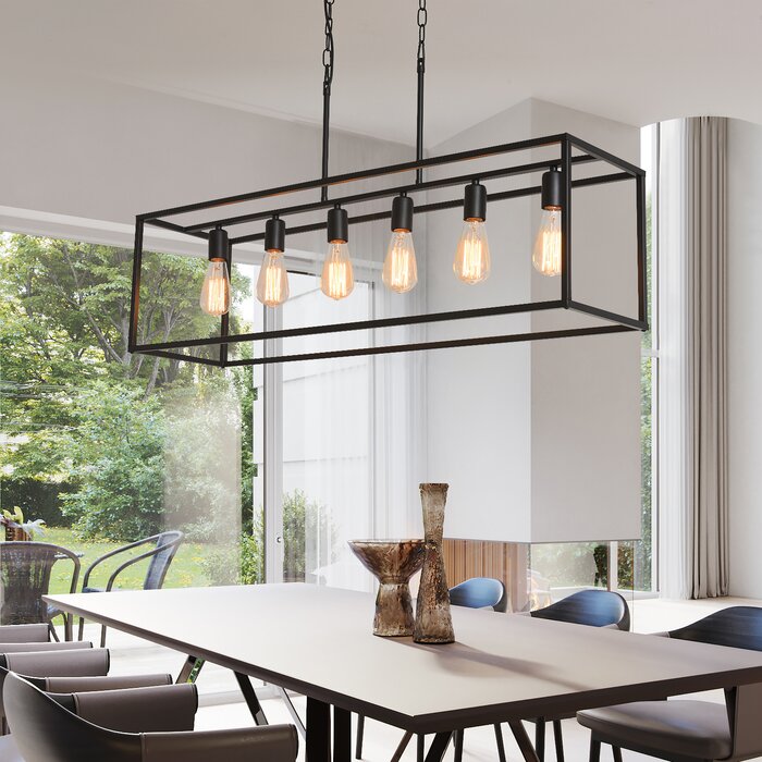 Barineau 6 Light Dimmable Kitchen Island Square / Rectangle Chandelier