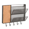 Barkhamsted Wall Mail Organizer with Key Hooks and Cork Board