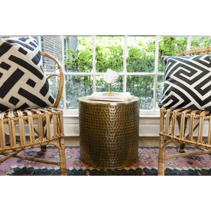 Barkley 16'' Tall Iron Drum End Table