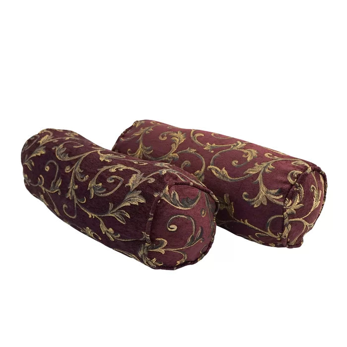 Barletta Chenille Floral Bolster Pillow (Set of 2)