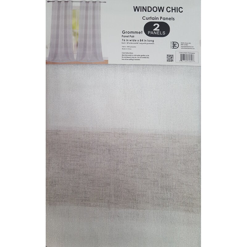 Barnabas Linen Look Striped Semi-Sheer Grommet Curtain Panels (Set of 2) LC829
