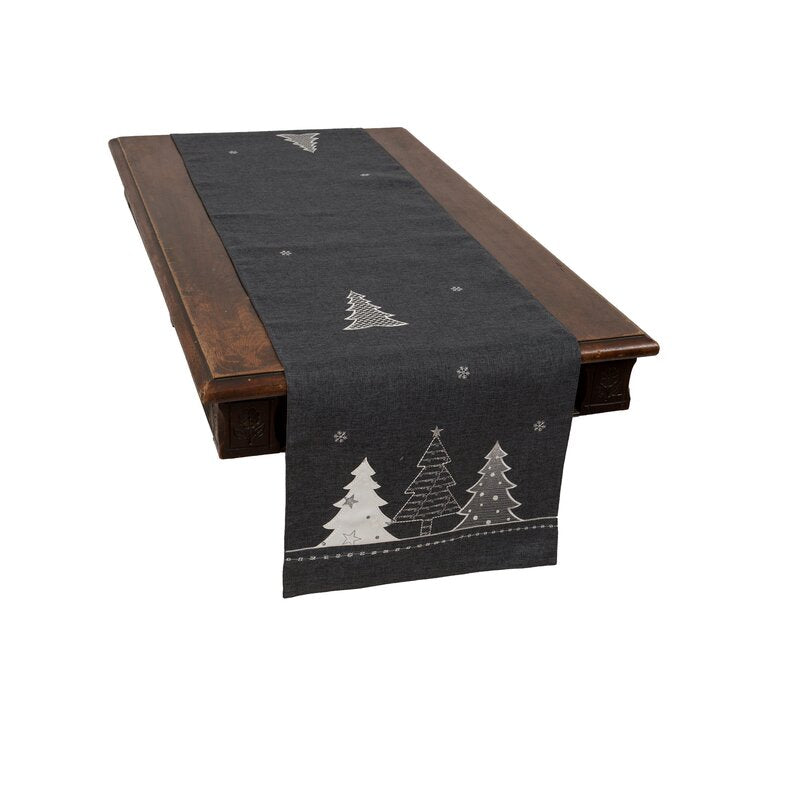 Barnabas Lovely Christmas Tree Embroidered Table Runner, 36" L x 16" W