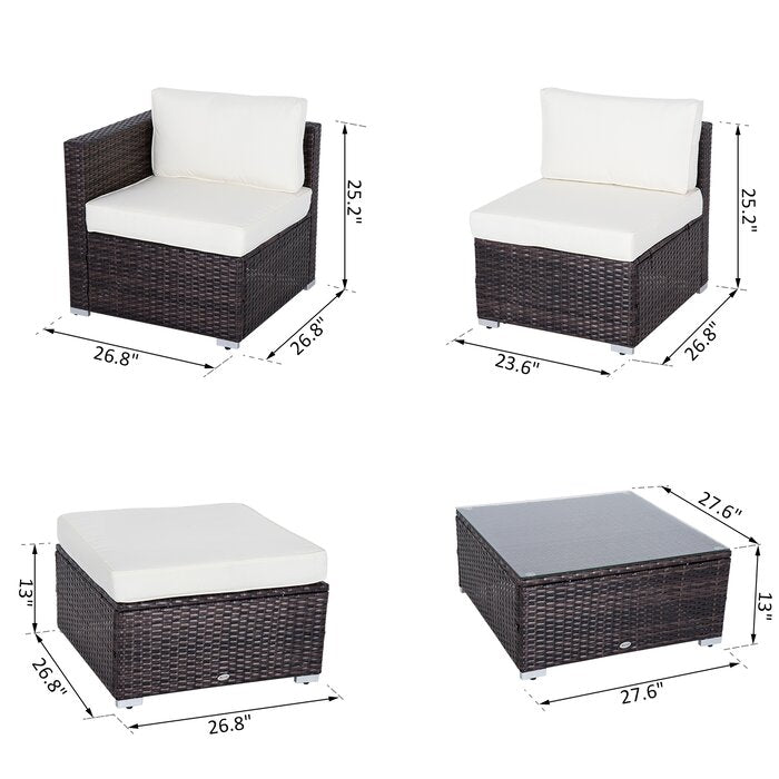 Brown Wicker/Beige Cushions 6 Piece Sofa Set *2 Boxes* #HA669