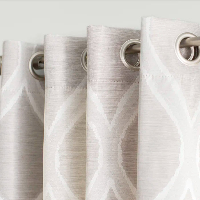 Baronne Geometric Semi-Sheer Grommet Curtain Panels, 54" W x 108" L, (Set of 2)