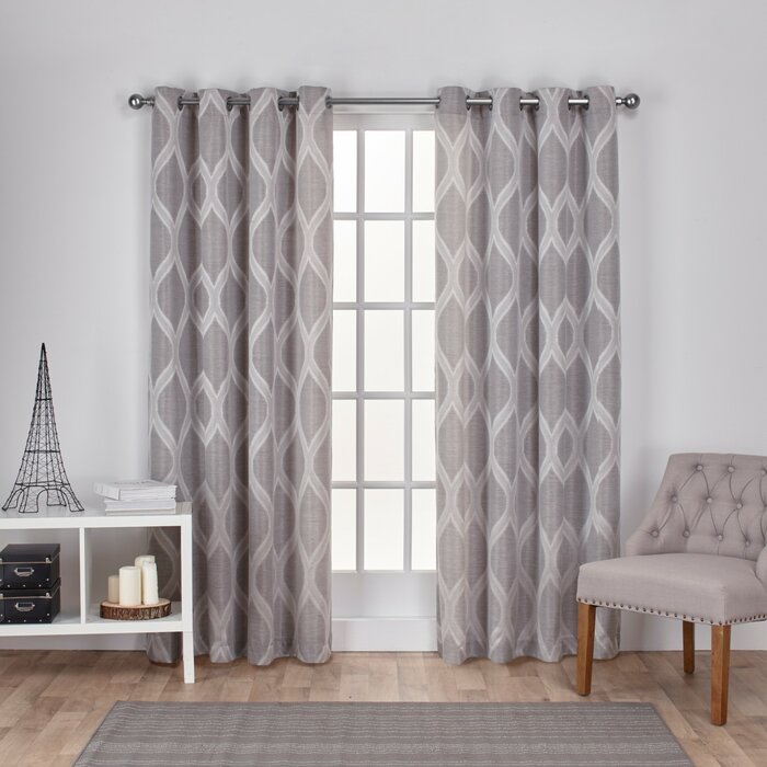54" W x 96" L Baronne Polyester Semi-Sheer Curtain Pair (Set of 2)
