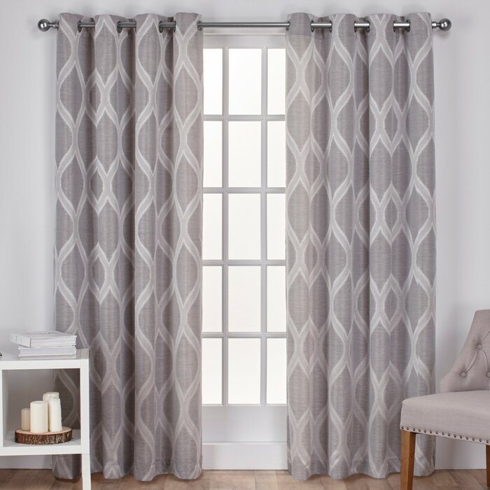 Baronne Polyester Semi-Sheer Curtain Pair 54" W x 96" L (Set of 2)