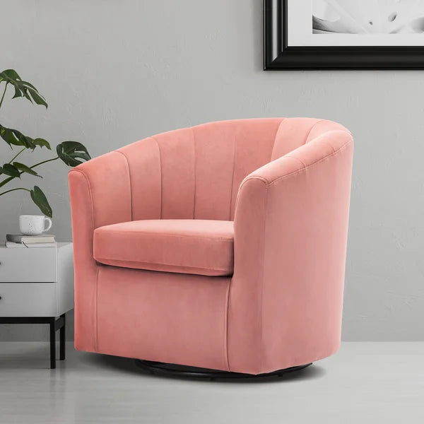 Barrentine 30.3'' Wide Velvet Swivel Barrel Chair