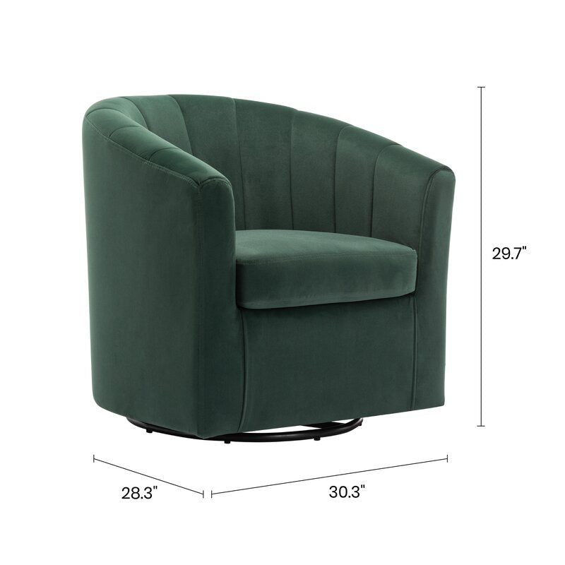 Barrentine 30.3'' Wide Velvet Swivel Barrel Chair