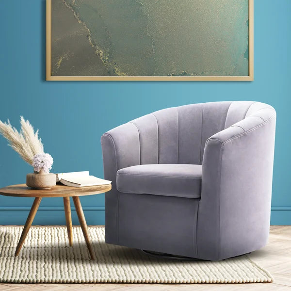 Barrentine 30.3'' Wide Velvet Swivel Barrel Chair