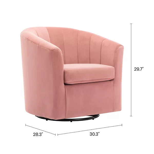 Barrentine 30.3'' Wide Velvet Swivel Barrel Chair