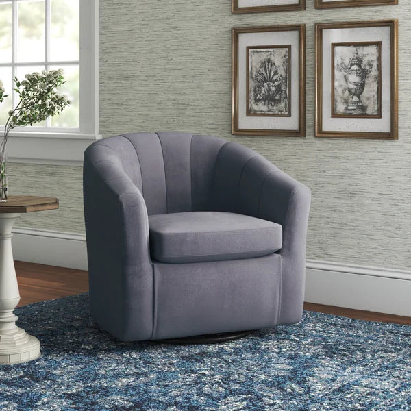 Barrentine 30.3'' Wide Velvet Swivel Barrel Chair
