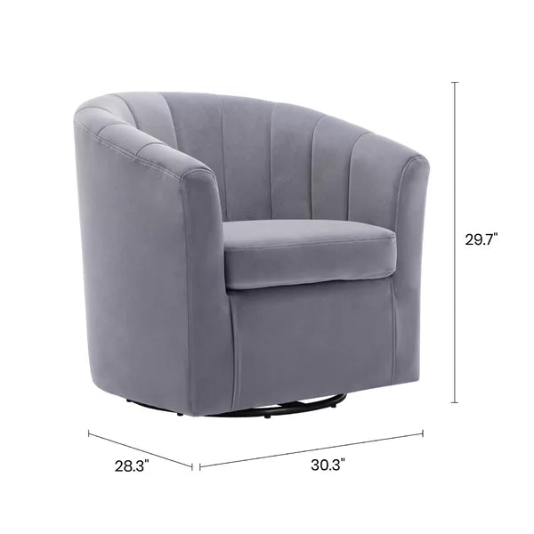 Barrentine 30.3'' Wide Velvet Swivel Barrel Chair