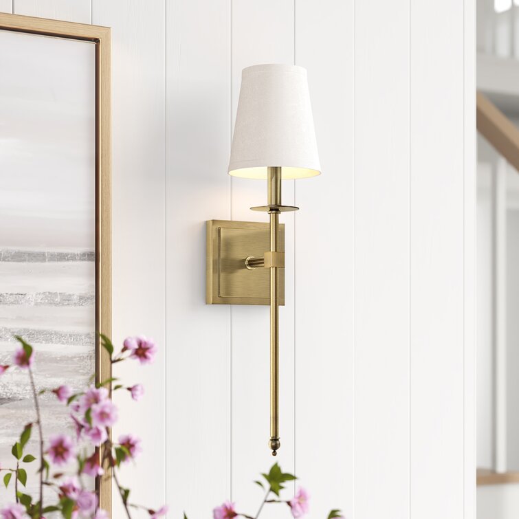 20" H x 5" W x 5" D Warm Brass Barrett 1 Light Dimmable Wallchiere (Set of 2)