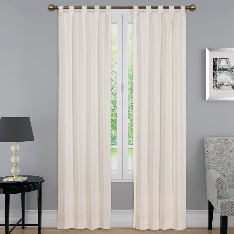 Barretti Cotton Blend Solid Sheer Tab Top Curtain Panels (Set of 2) 30" x 95"