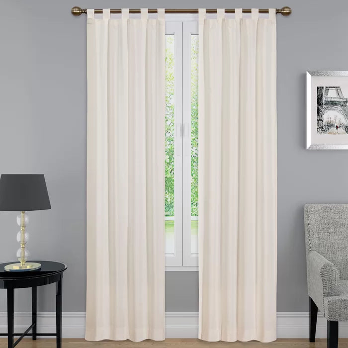Barretti Cotton Blend Solid Sheer Tab Top Curtain Panels, 30" W x 63" L, (Set of 2)