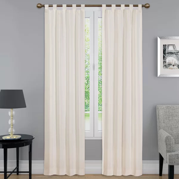 Barretti Cotton Blend Solid Sheer Tab Top Curtain Panels 30"x95" (Set of 2)