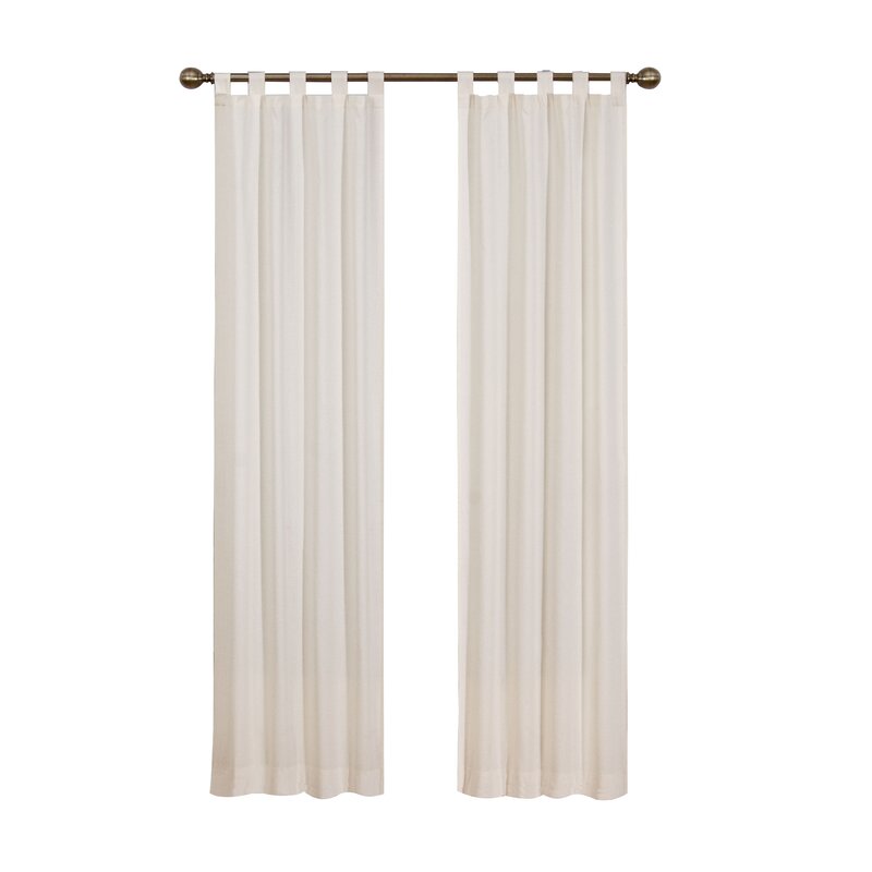 Barretti Cotton Blend Solid Sheer Tab Top Curtain Panels (Set of 2) 30" x 95"