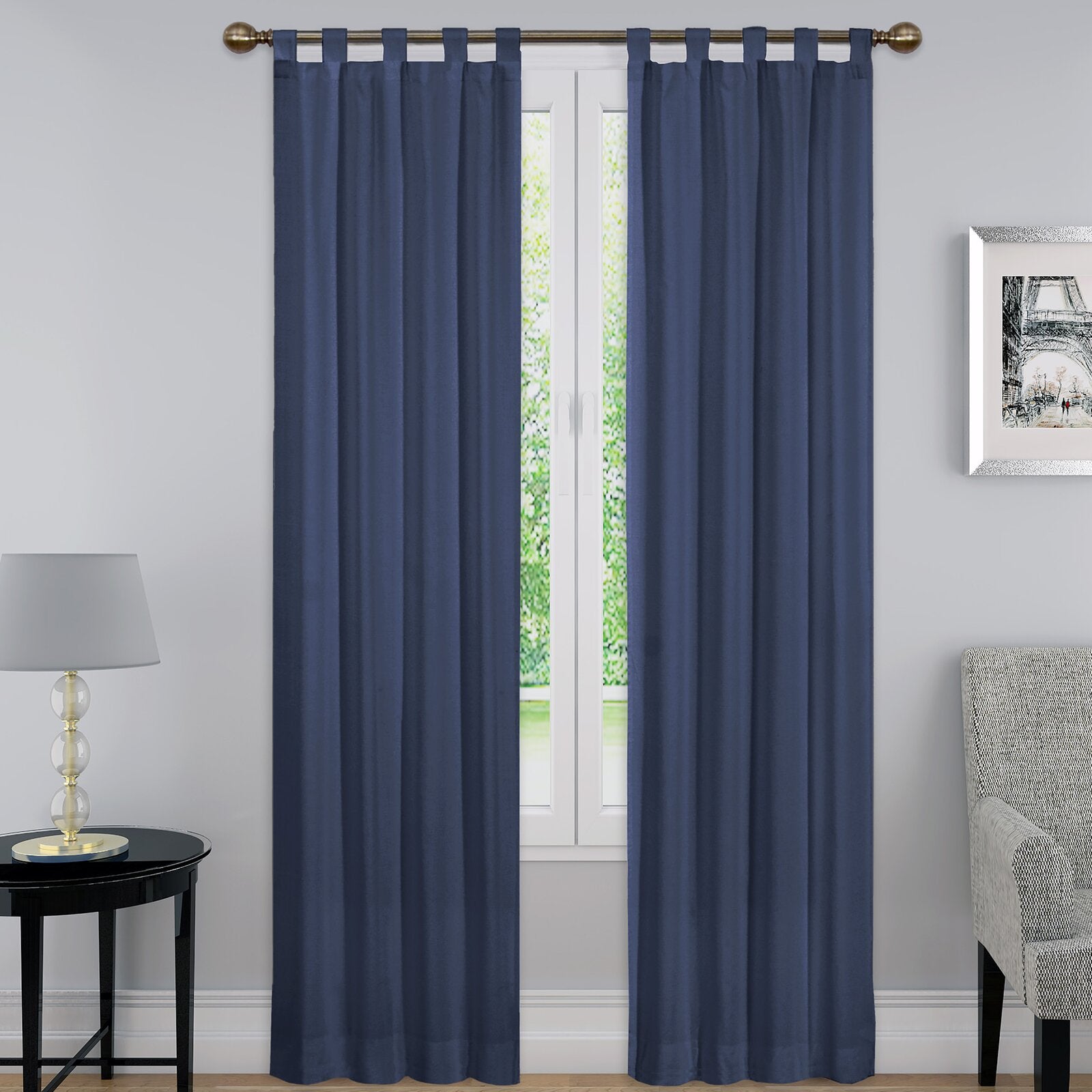 5 SETS Barretti Cotton Blend Solid Sheer Tab Top Curtain Panels  AS165