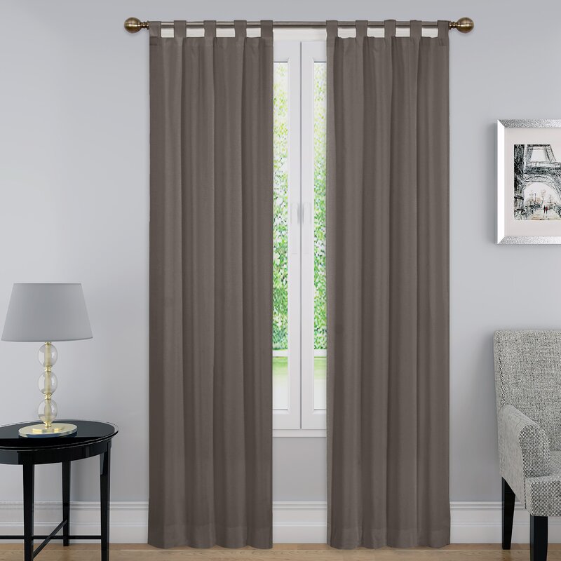 Barretti Cotton Blend Solid Sheer Tab Top Curtain Panels (Set of 2) As179