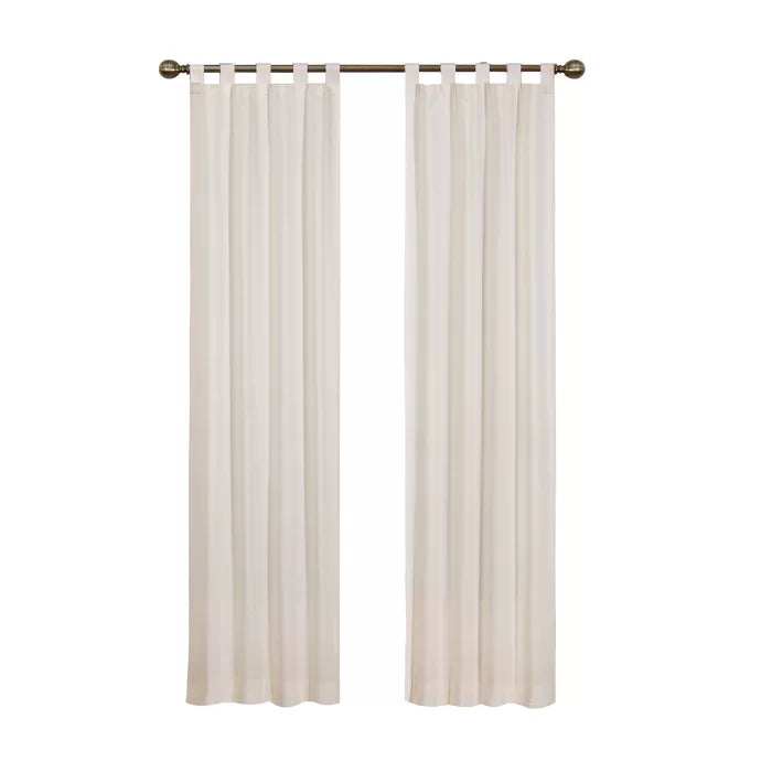 Barretti Cotton Blend Solid Sheer Tab Top Curtain Panels, 30" W x 63" L, (Set of 2)