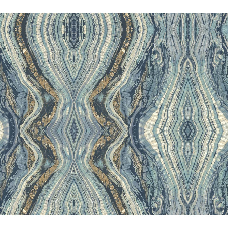 Blue Barrick Kaleidoscope 27' L x 27" W Wallpaper Roll