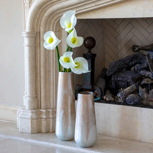 Bartolomeus Beige 24'' Metal Floor Vase
