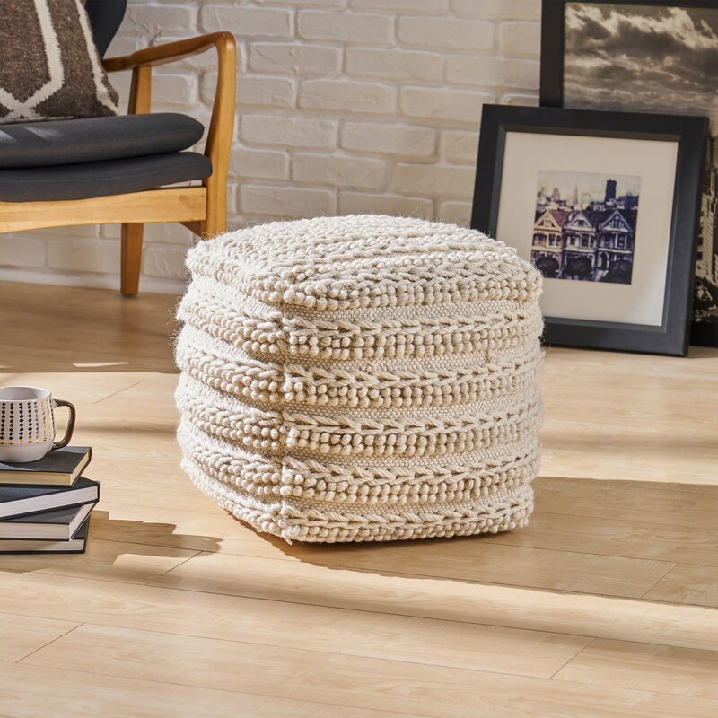 Bartow 16'' Wide Square Striped Pouf Ottoman CYB661