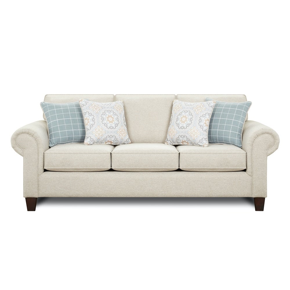 Bates Nickel Rolled Arm Stationary Sofa