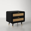 Bates 24.4'' Tall 2 - Drawer Solid Wood Nightstand in Black/Natural/Brass