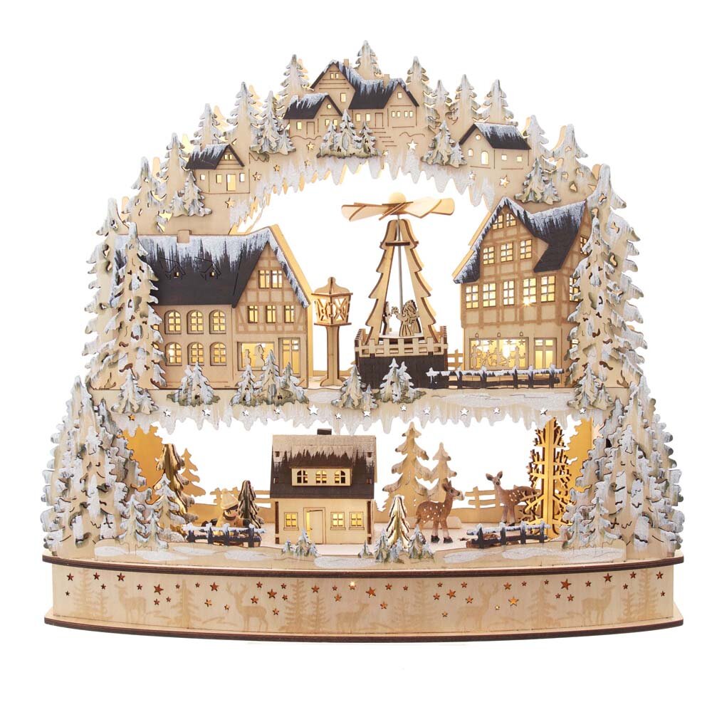 Battery-Operated Wooden Village K6870