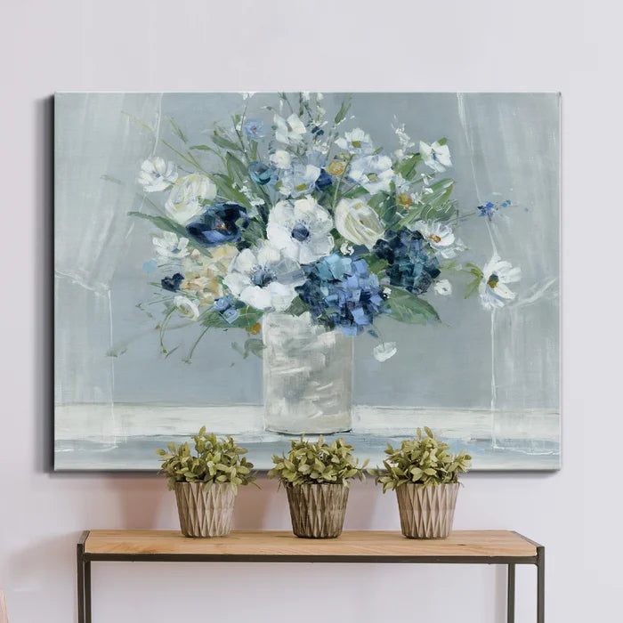 Be Happy Blue - Wrapped Canvas Print, 12" H x 8" W x 1" D