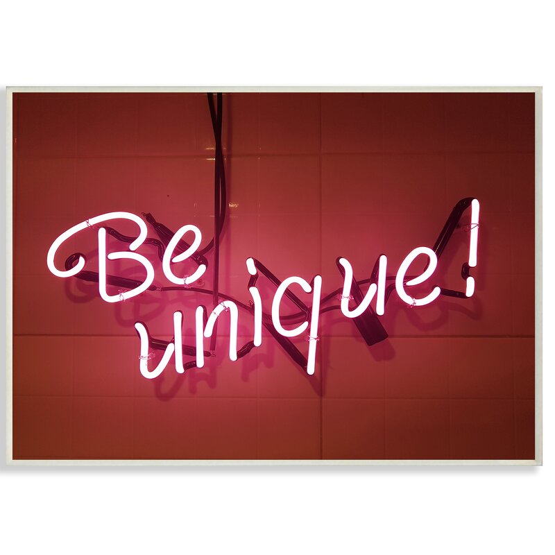 11" H x 15" W Be Unique Neon Sign' Framed Textual Art LC569